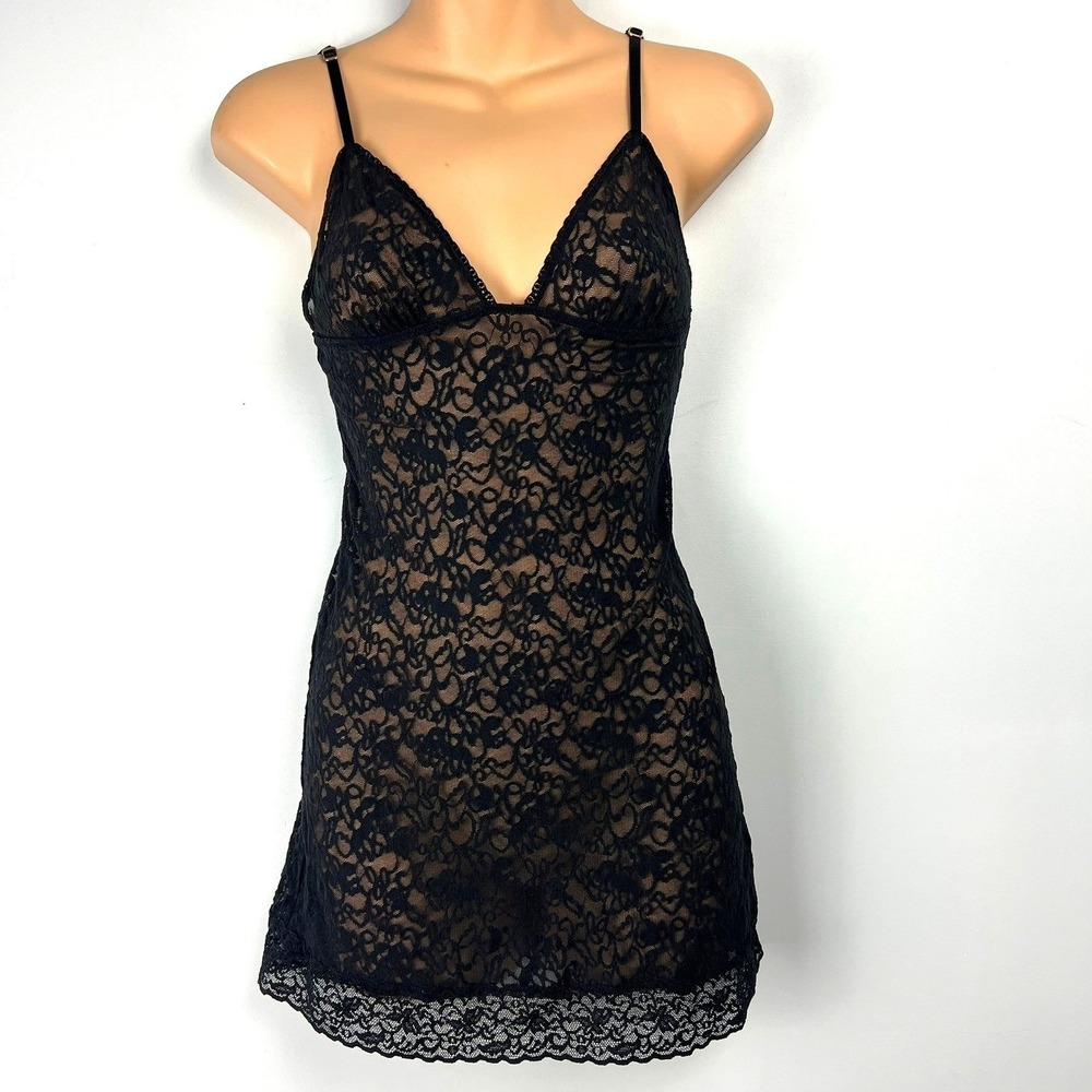 VICTORIAS SECRET Black Lace Babydoll Camisole Size S Y2k Coquette Sexy Valentine